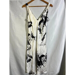 Josie Natori Black Floral Pure Silk Slip Dress M Ethereal Grunge Fairycore Midi